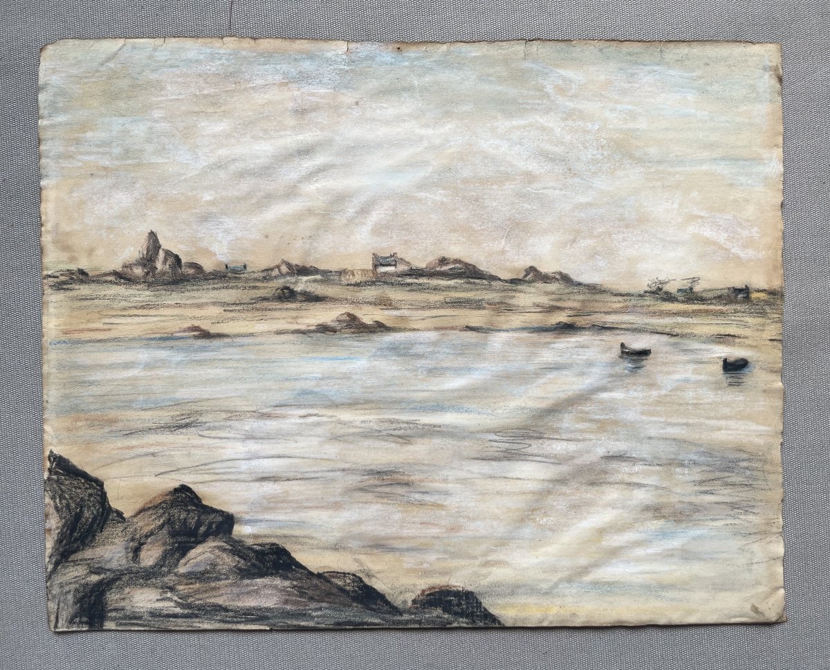 Breton Coast, Pastel Drawing-photo-2