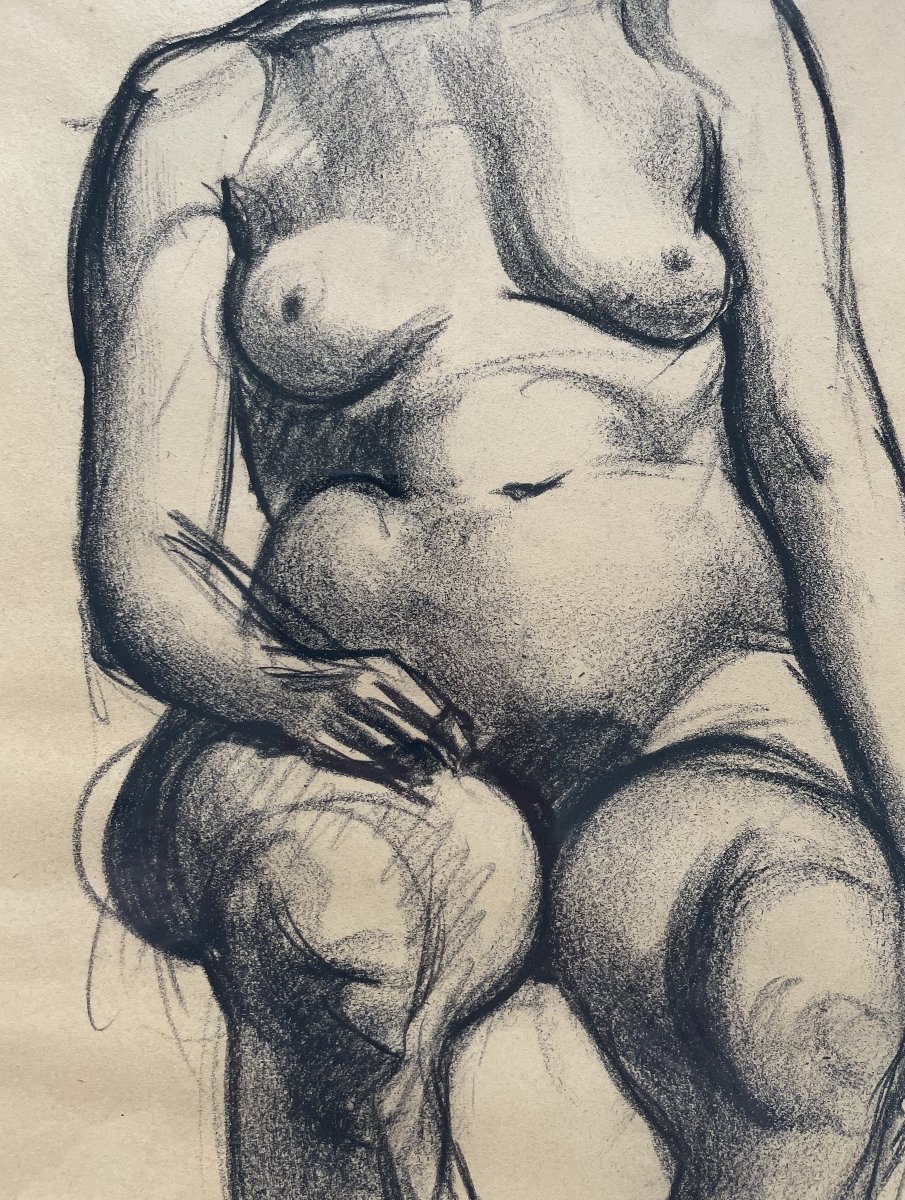  Nu Féminin, Dessin à La Craie-photo-4