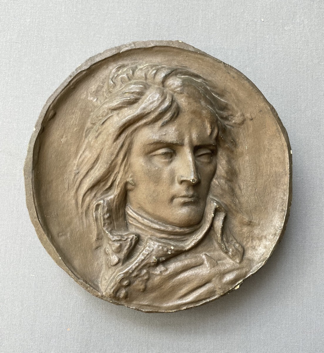 General Bonaparte, Patinated Plaster Medallion After David d'Angers