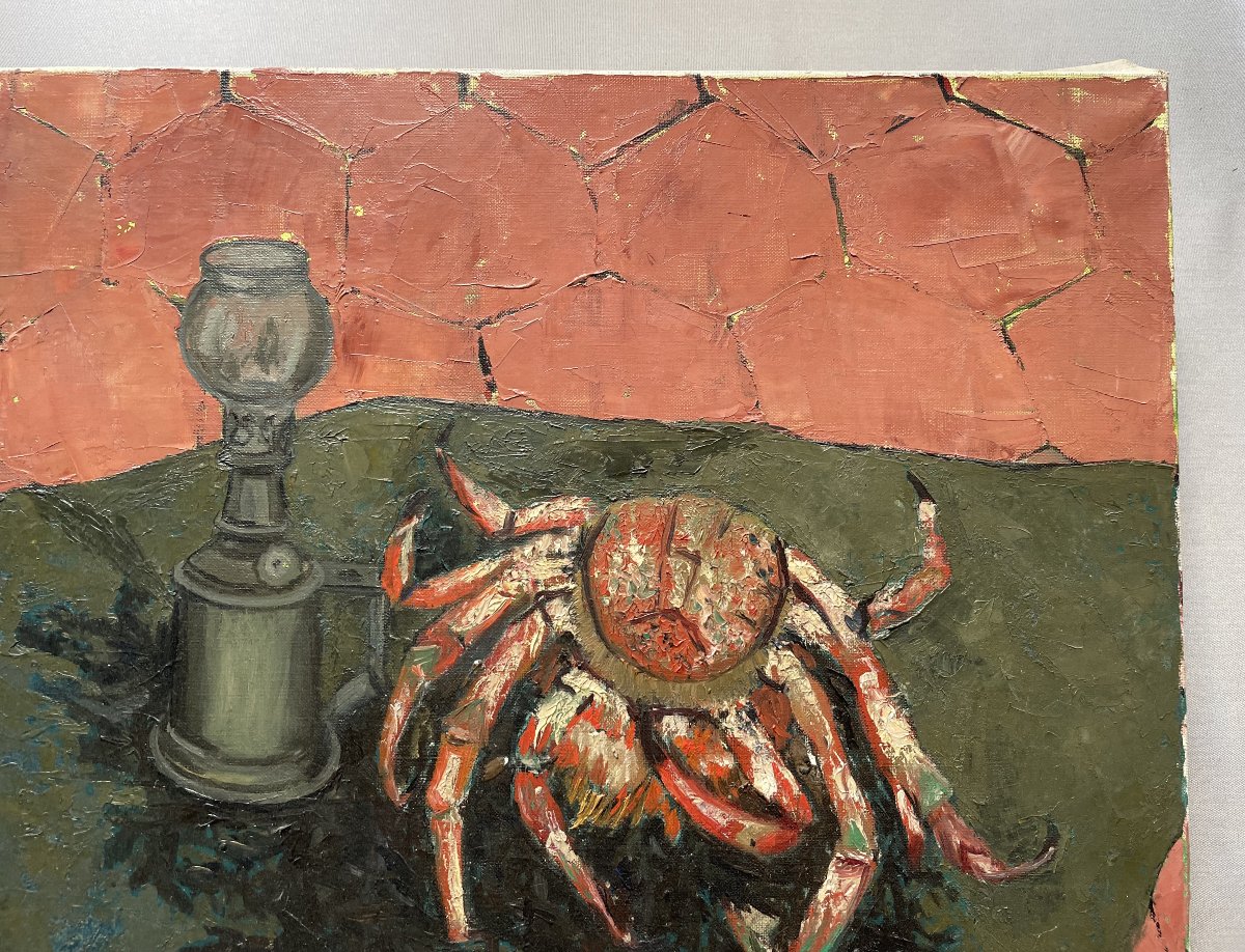 Dolly Davis, Nature Morte Aux Crustacés, Huile Sur Toile, Grand Format-photo-1