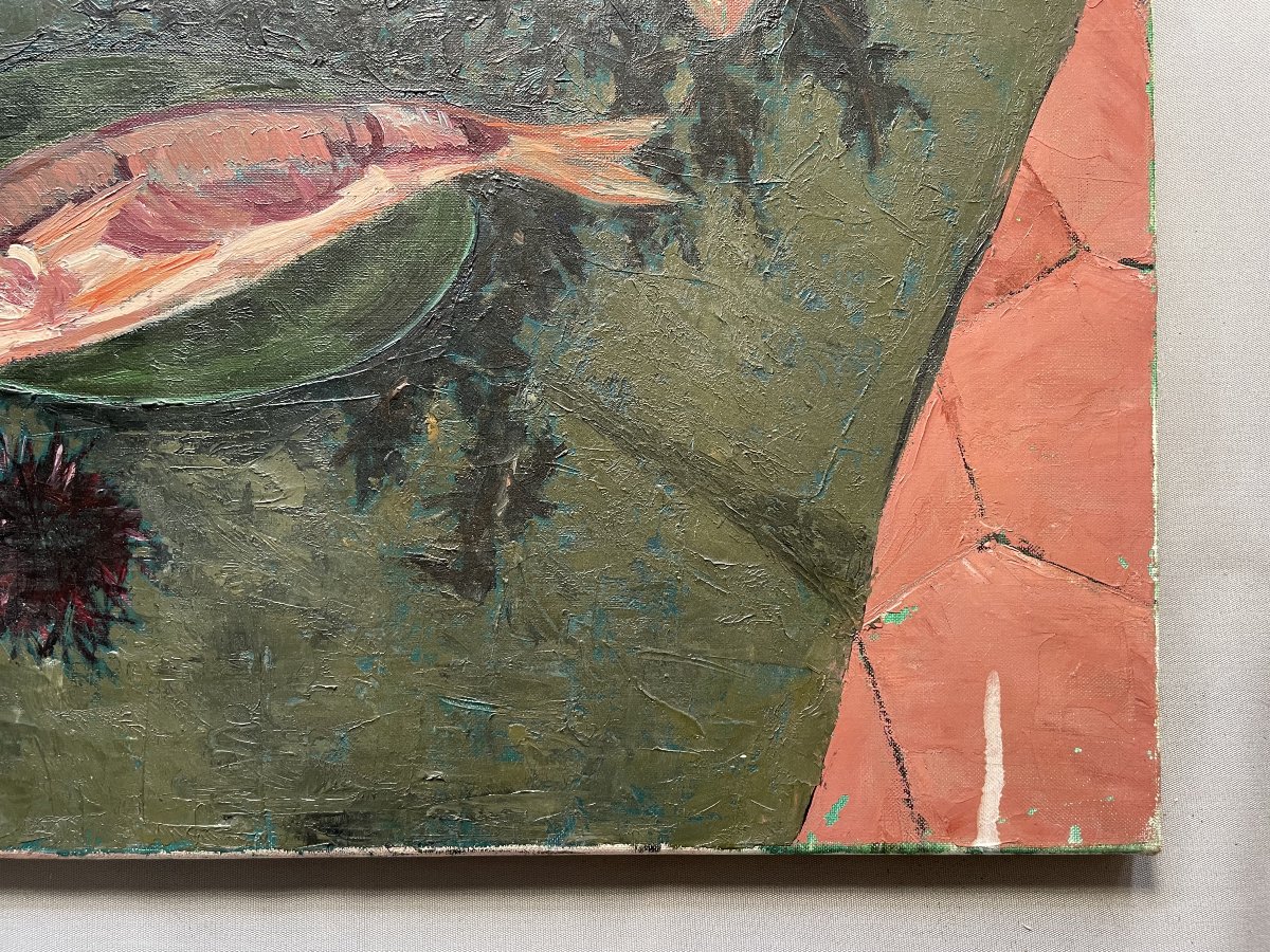 Dolly Davis, Nature Morte Aux Crustacés, Huile Sur Toile, Grand Format-photo-2