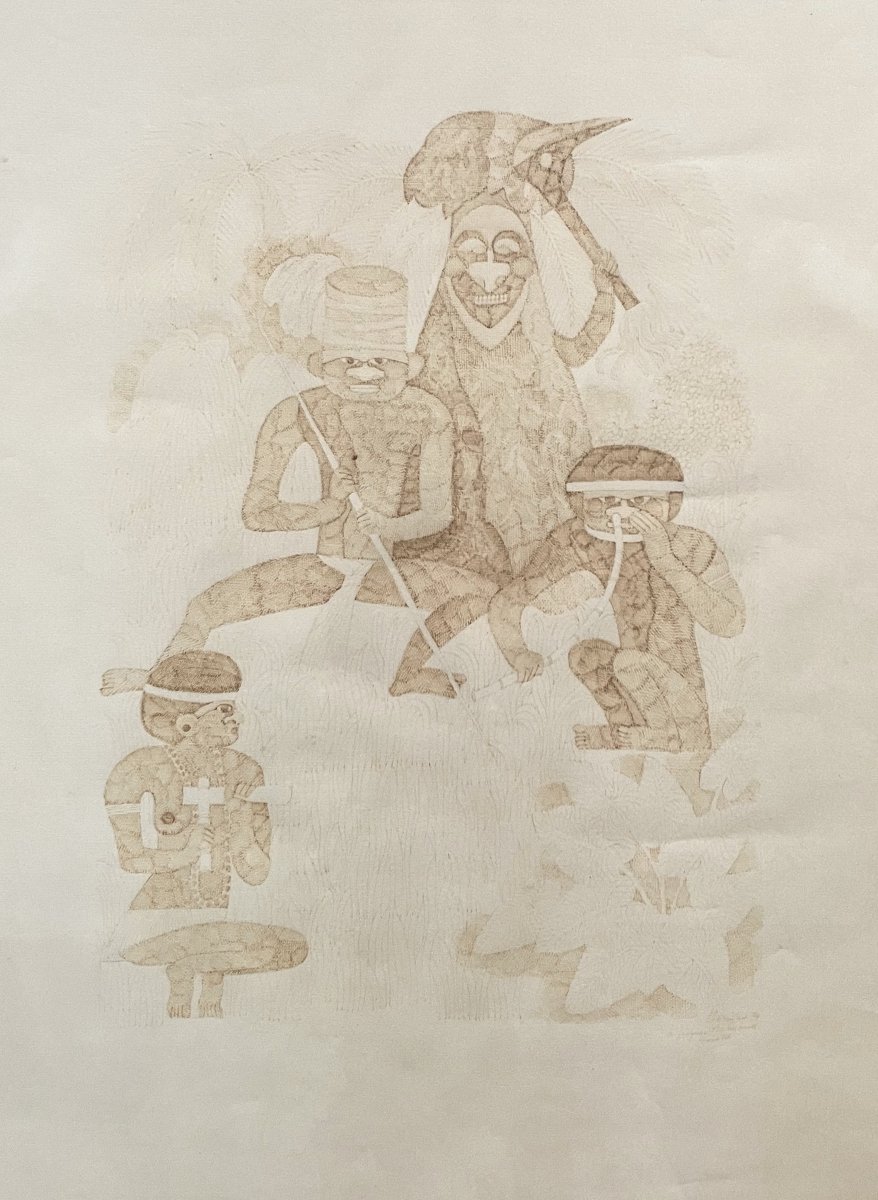 Kanak Drawing, Brown Ink, New Caledonia-photo-2