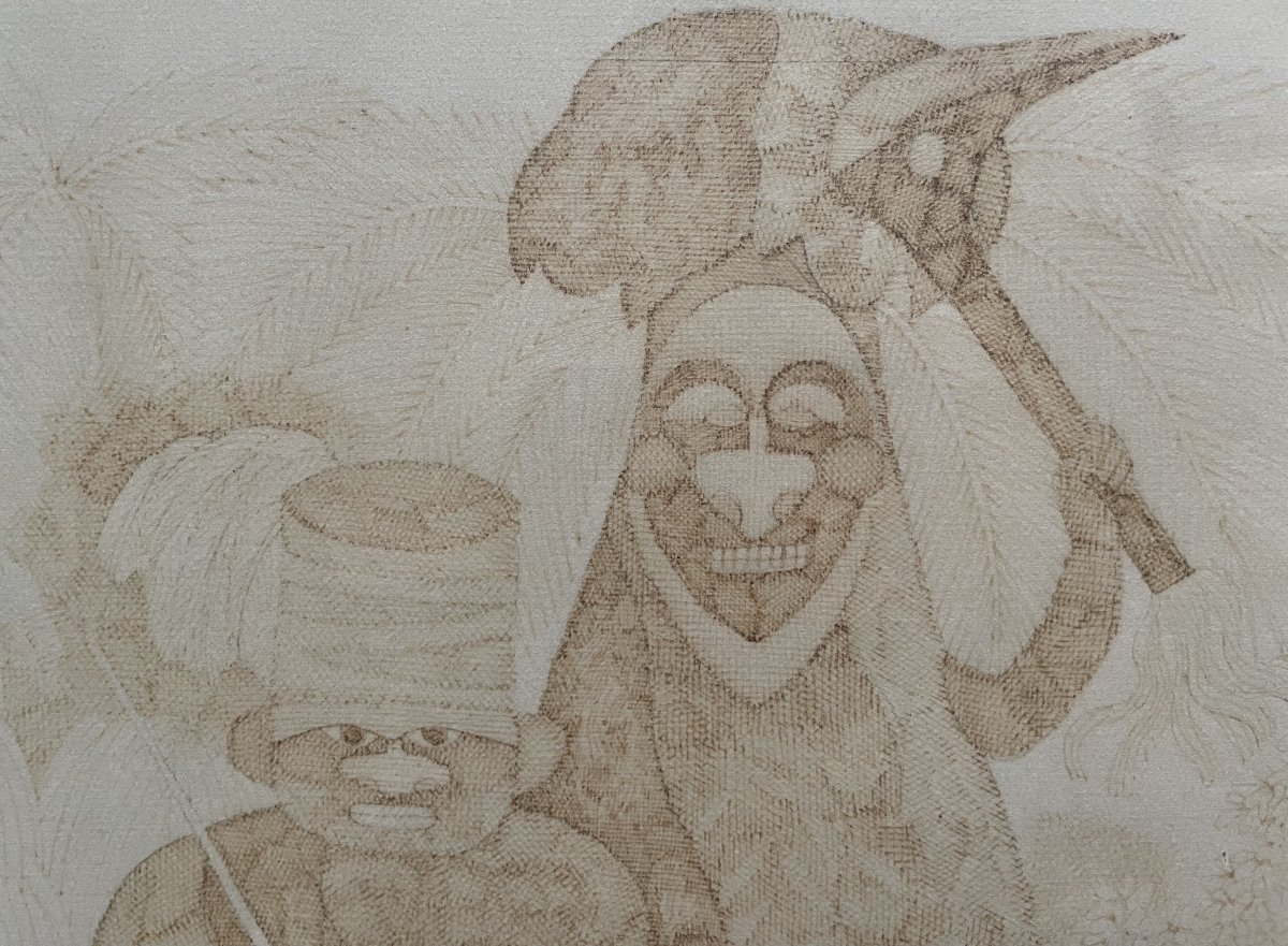 Kanak Drawing, Brown Ink, New Caledonia-photo-3