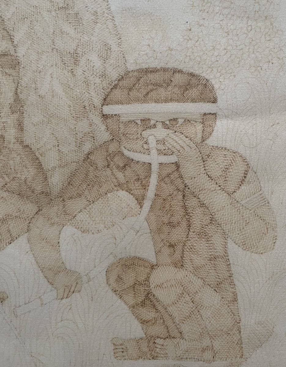 Kanak Drawing, Brown Ink, New Caledonia-photo-4
