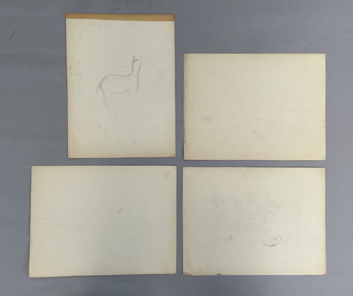 Horse, Figures, Landscapes, 4 Chalk Studies-photo-2