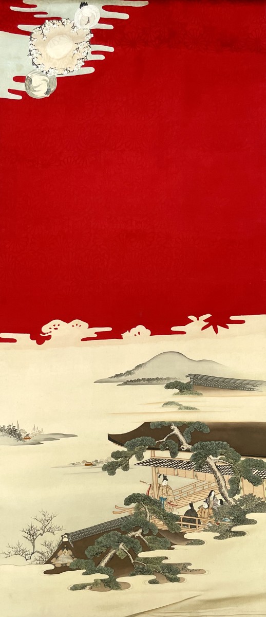 Peinture Sur Soie Rehaussée De Broderies, Japon