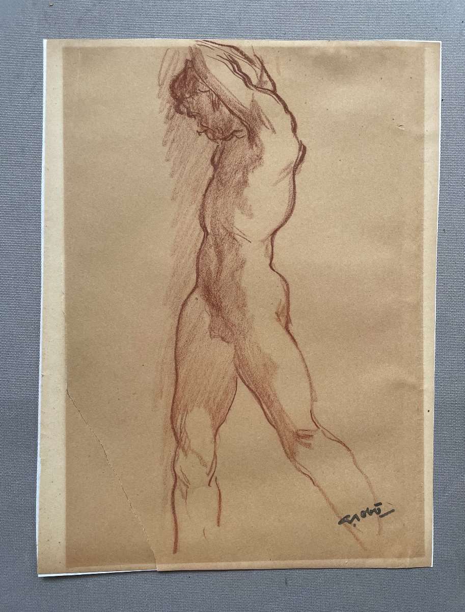 Male Nudes, Two Drawings, Red Chalk-photo-2