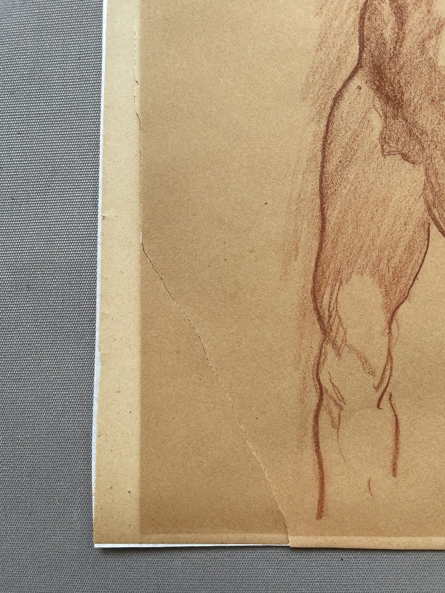 Male Nudes, Two Drawings, Red Chalk-photo-3