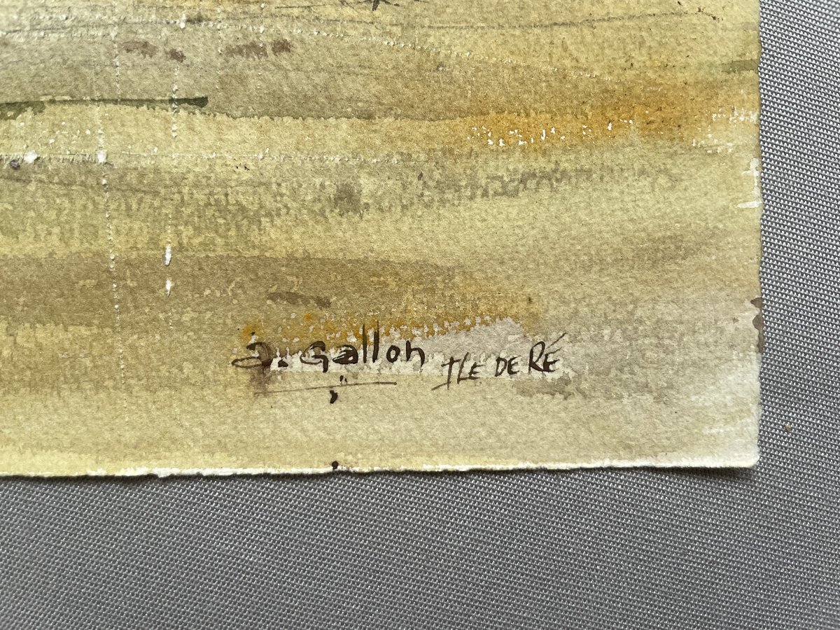 Ile de Ré, Aquarelle, Signature à identifier-photo-3
