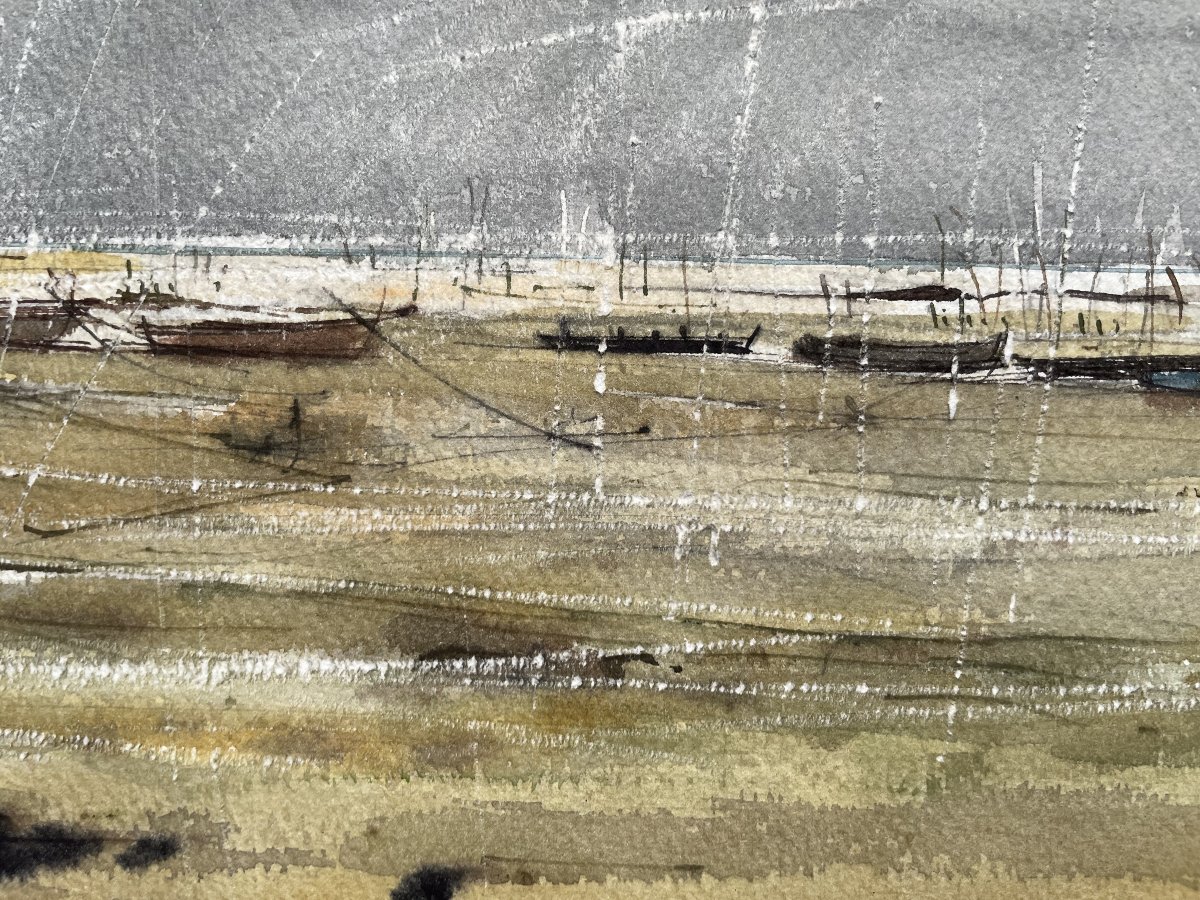 Ile de Ré, Aquarelle, Signature à identifier-photo-4