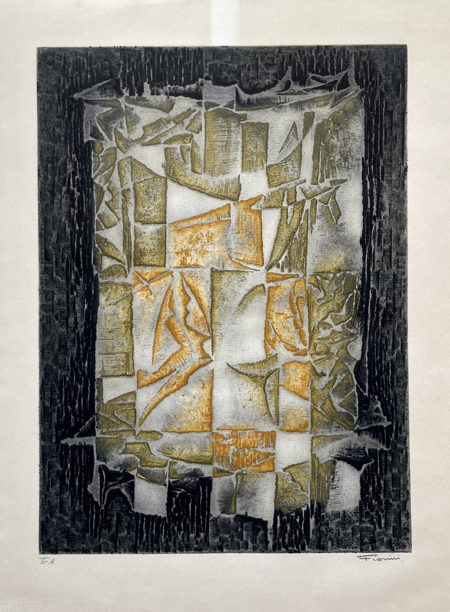 Marcel Fiorini, Abstraction, Gravure Couleur, Epreuve d'Artiste