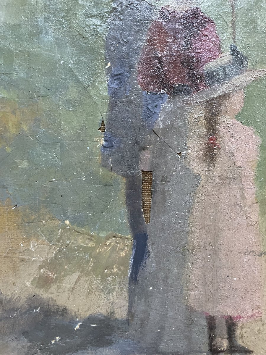 Figures Under An Umbrella, Post-impressionist School-photo-3