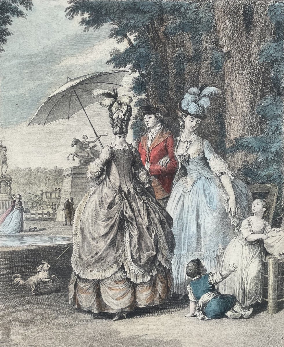 Au jardin, paire de gravures aquarellées-photo-1