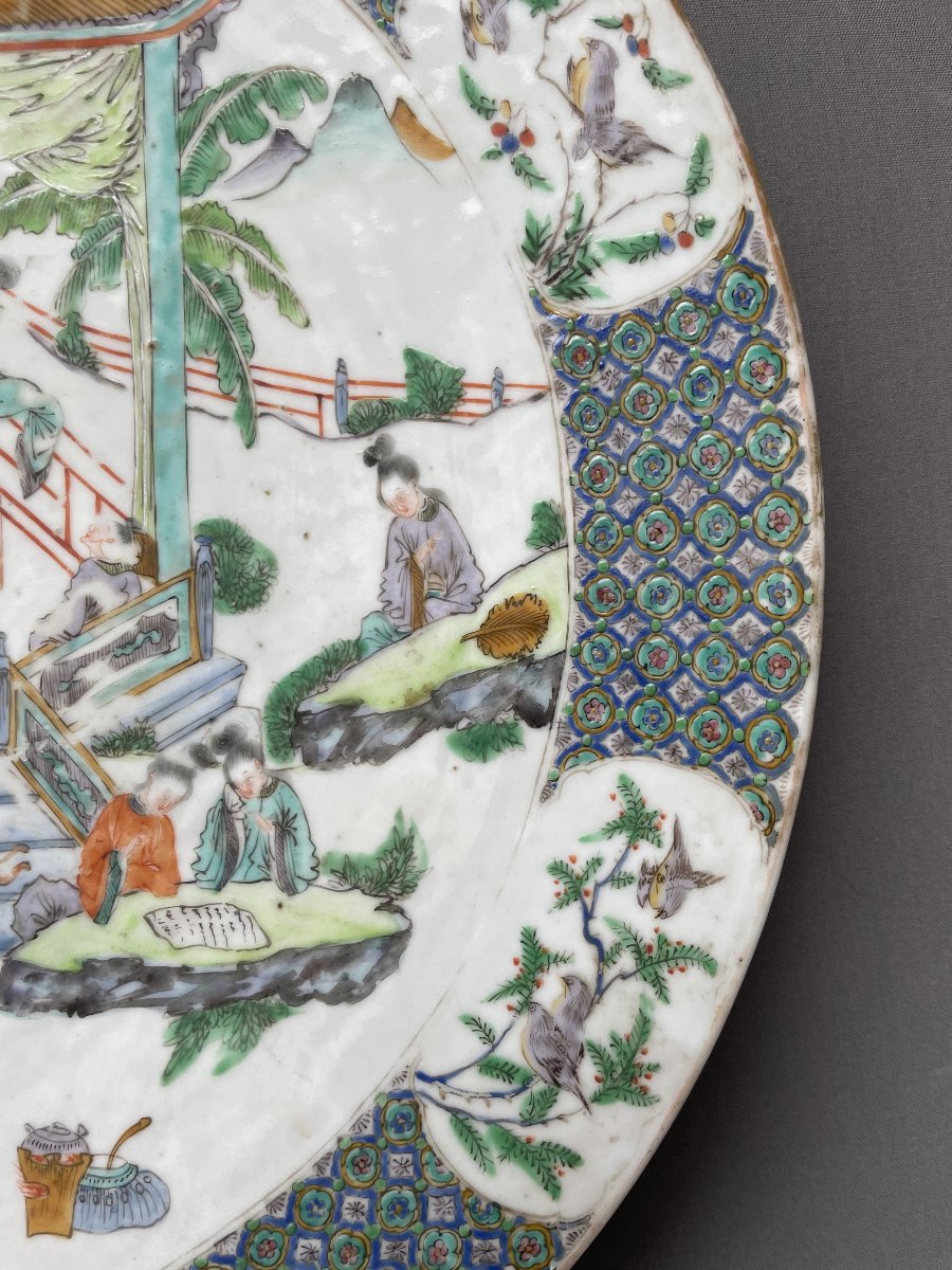Large Dish, Famille Verte, China, 19th Century Or Earlier-photo-3
