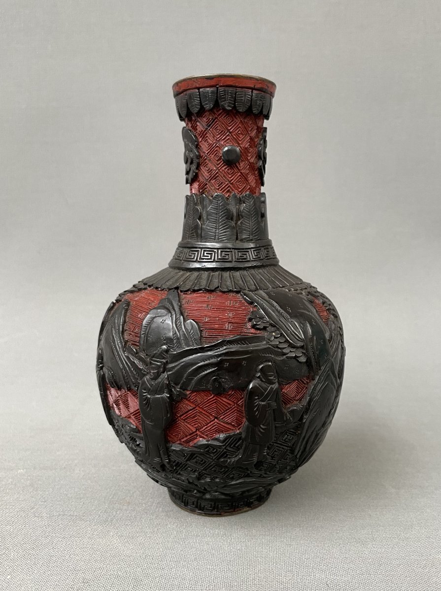 Lacquer Vase, China, 19th Century Or Earlier-photo-3