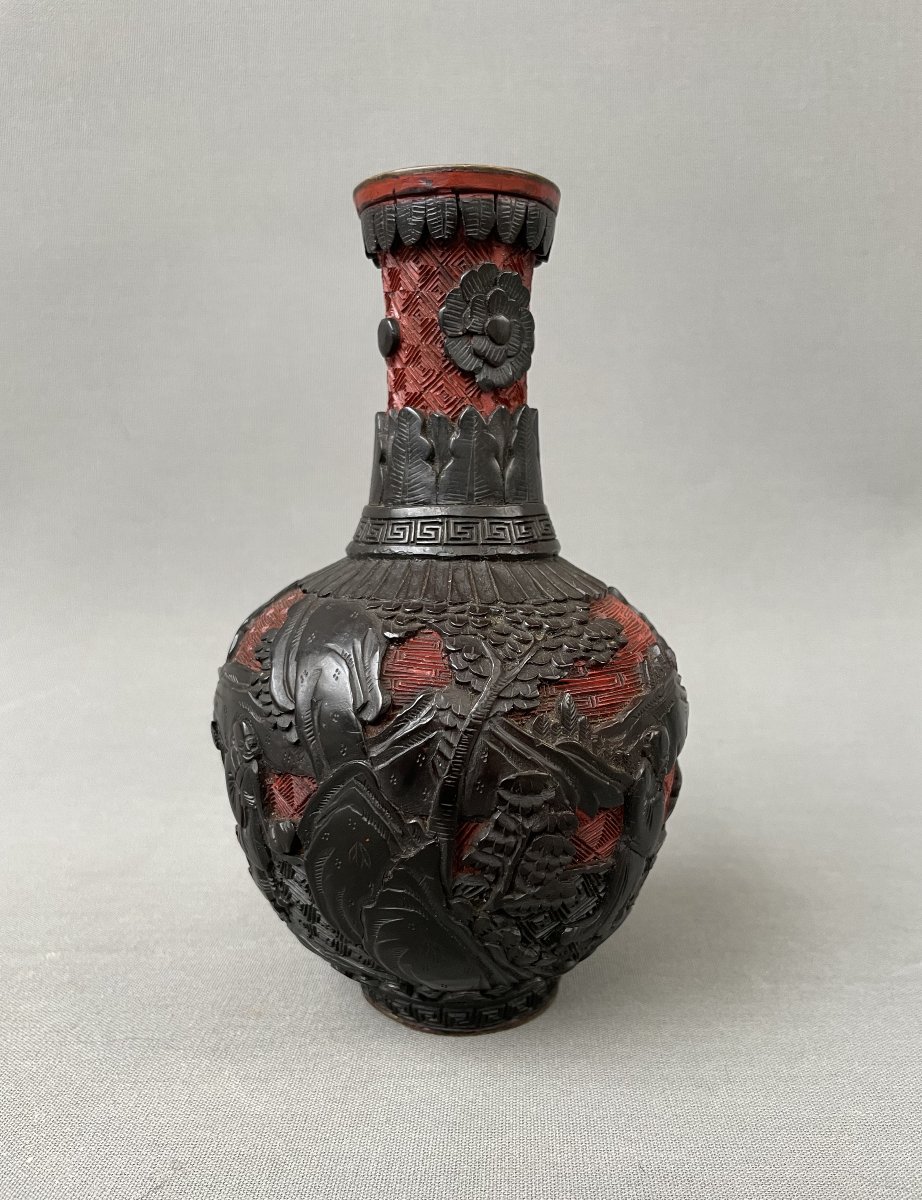 Lacquer Vase, China, 19th Century Or Earlier-photo-4