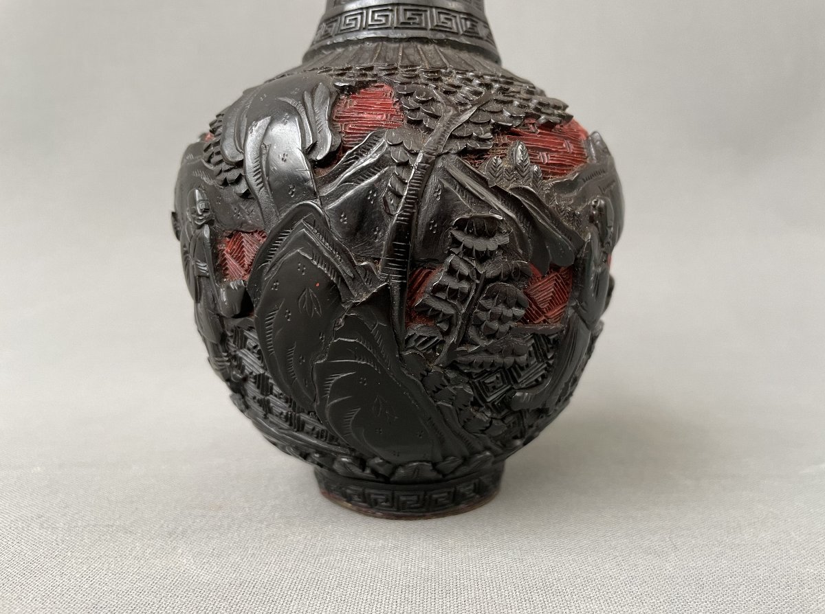 Lacquer Vase, China, 19th Century Or Earlier-photo-2