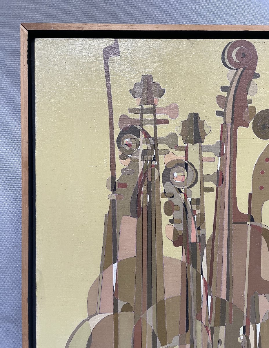 Les violons, huile sur toile signée Pierre Laban-photo-3
