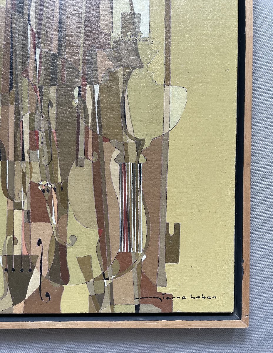 Les violons, huile sur toile signée Pierre Laban-photo-1