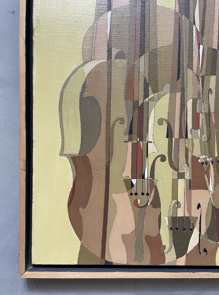 Les violons, huile sur toile signée Pierre Laban-photo-2