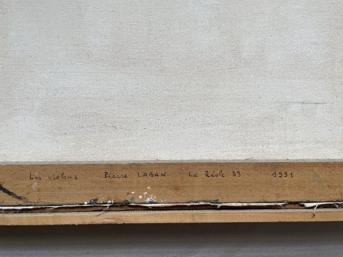 Les violons, huile sur toile signée Pierre Laban-photo-4
