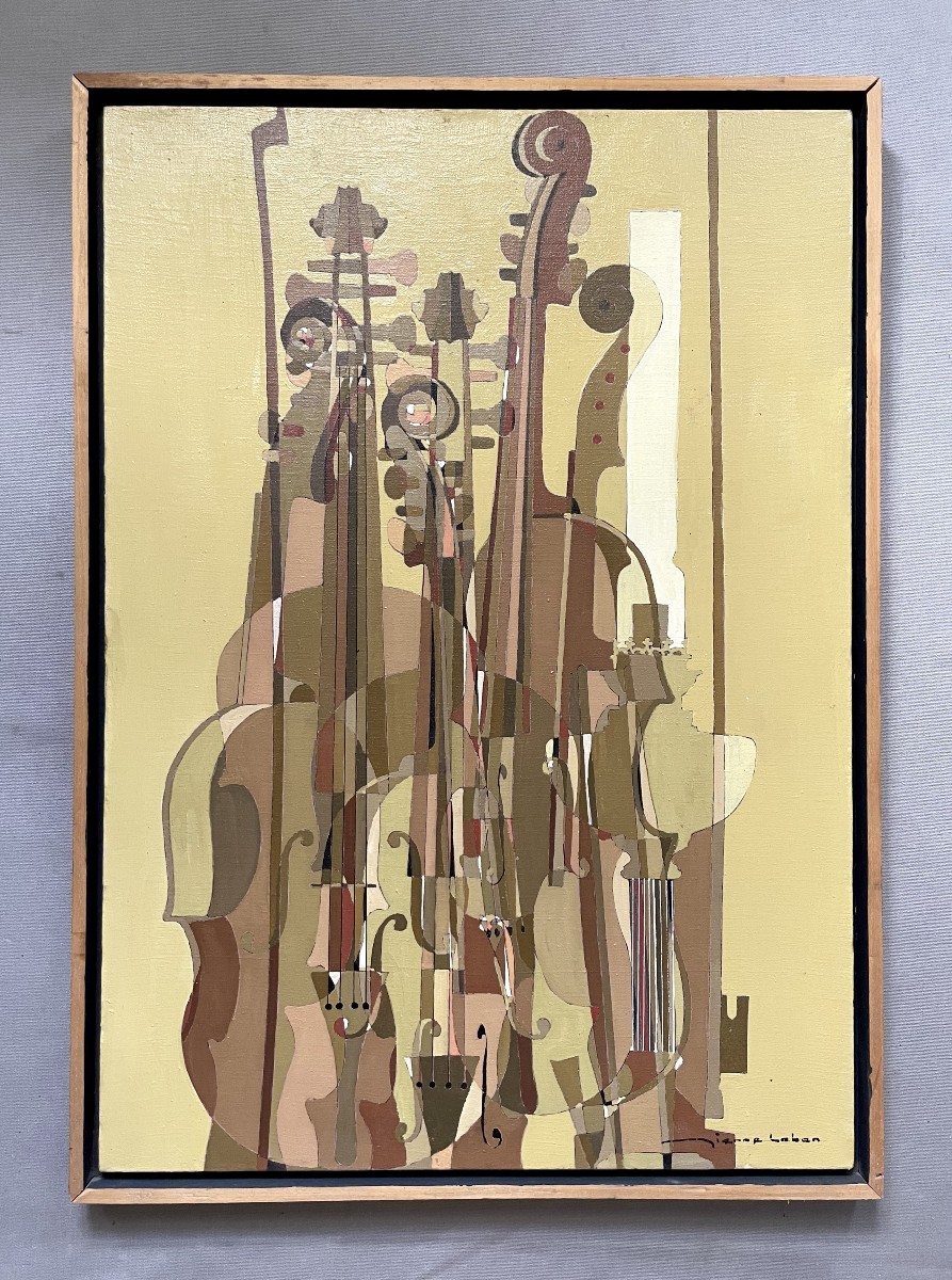 Les violons, huile sur toile signée Pierre Laban