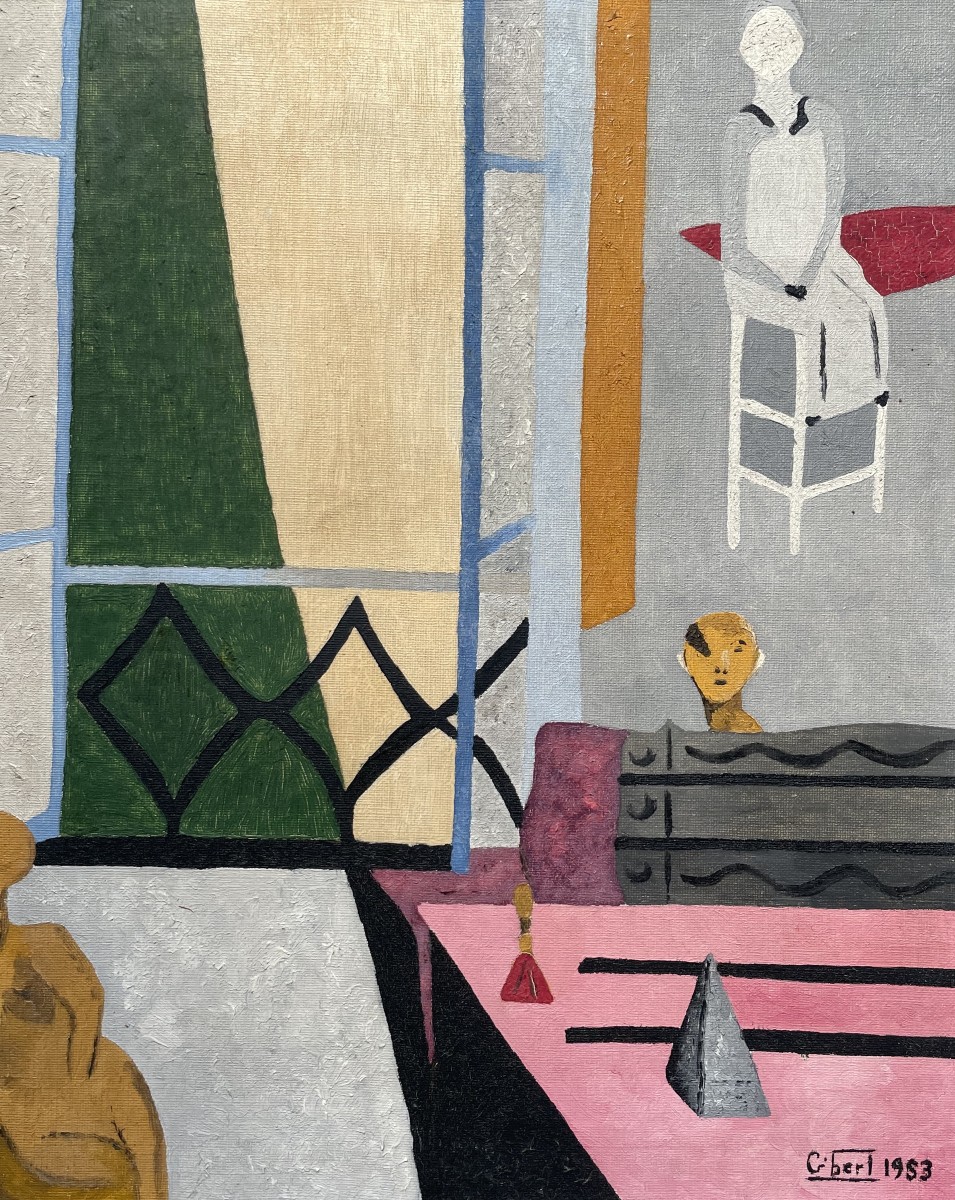 Surrealist School, Oil On Canvas Signed Gibert 1953