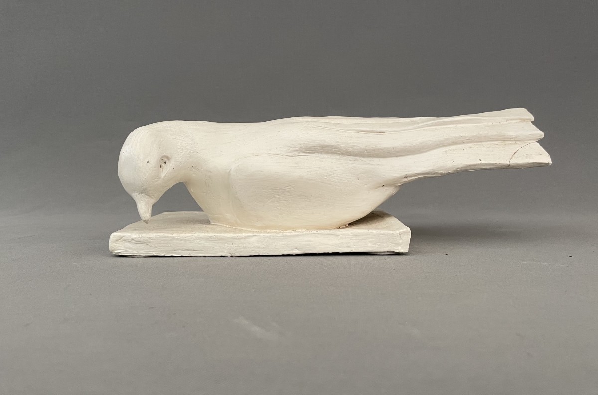 Dove, Plaster Sculpture, Pm Monogram
