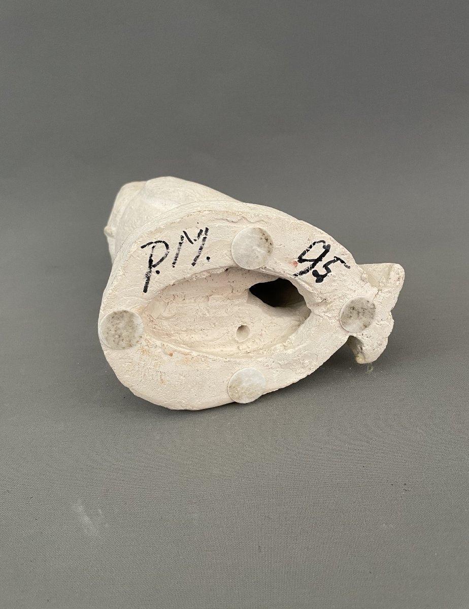 Chouette en plâtre, monogramme PM-photo-3