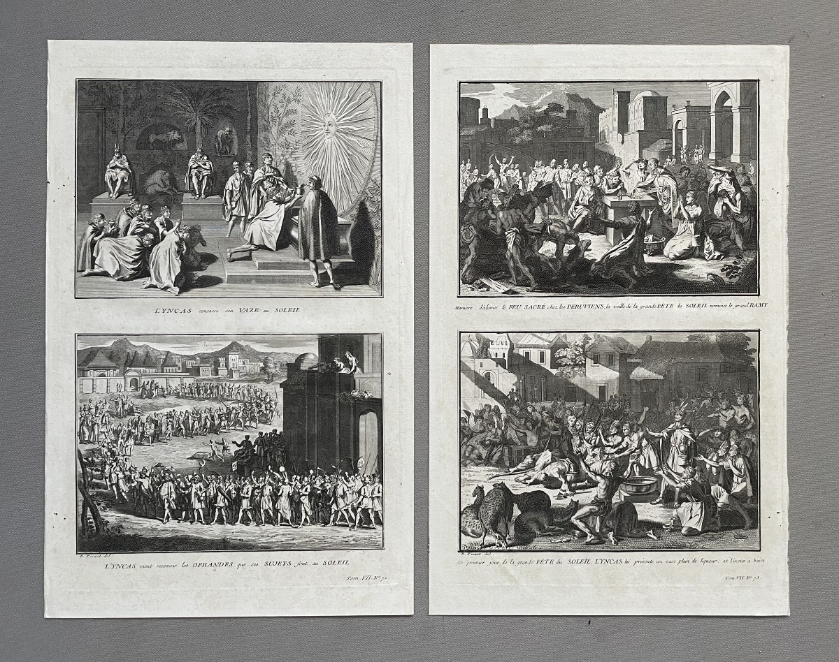 Bernard Picart, Pérou, Fête du Soleil, deux gravures 