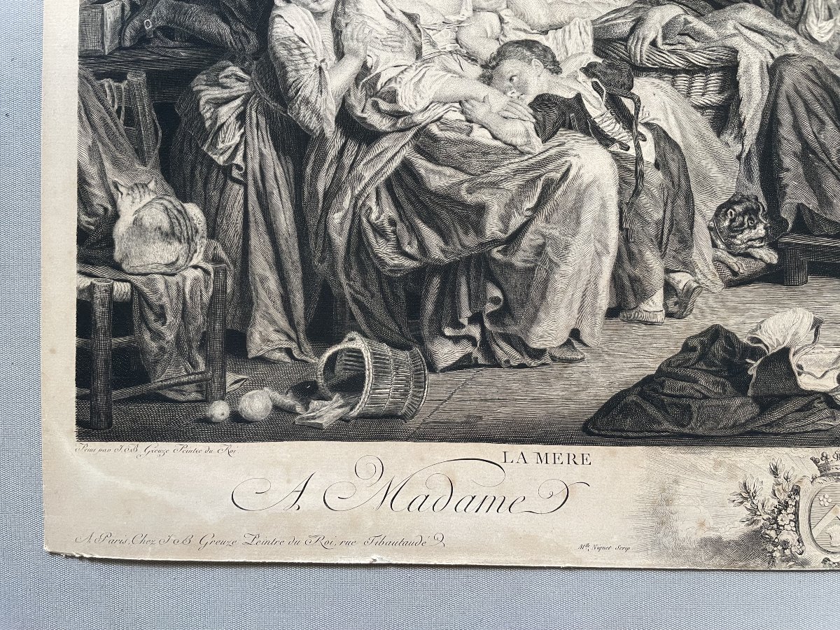 The Beloved Mother, Etching By Massard After Greuze-photo-1