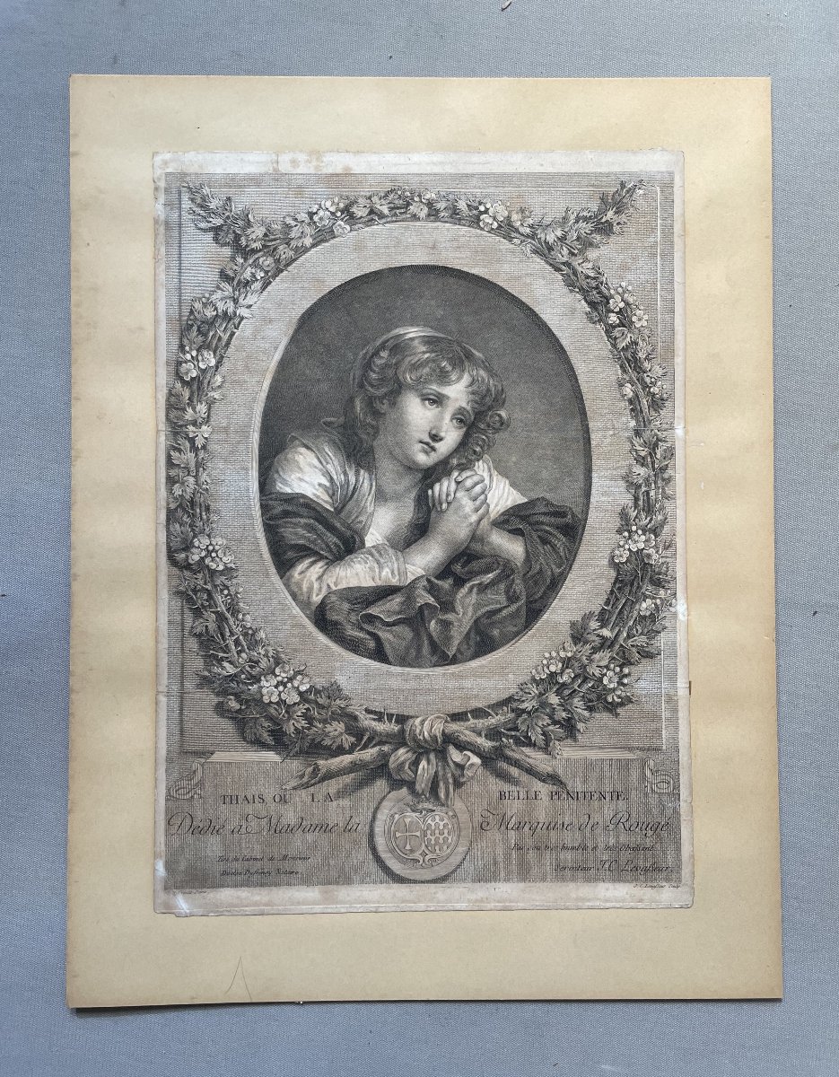  The Beautiful Penitent, Engraving By Levasseur After Greuze-photo-2