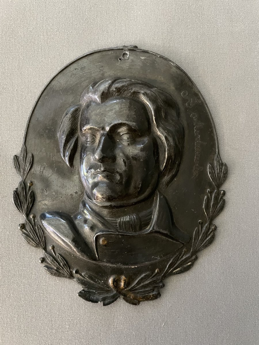 Patinated Metal Medallions, Bas-relief, Portraits Of Russian Poets-photo-4