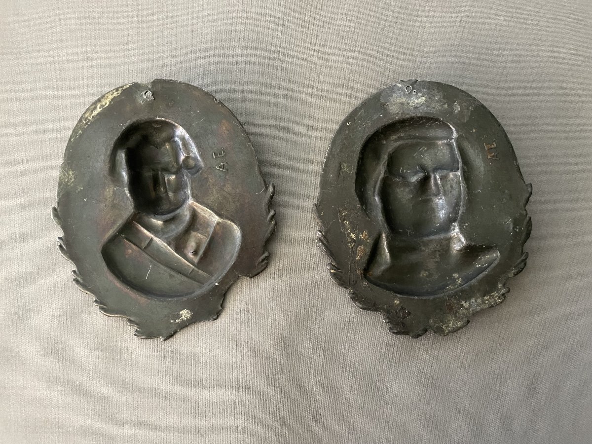 Patinated Metal Medallions, Bas-relief, Portraits Of Russian Poets-photo-2