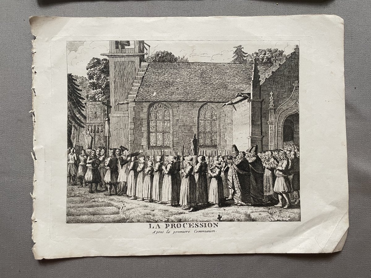 Moeurs et usages bretons, trois gravure d'après Olivier Perrin-photo-3