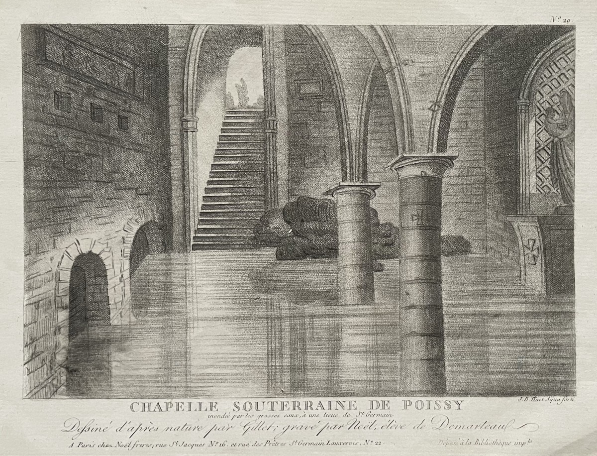 Innondation dans la Chapelle Souterraine de Poissy, JB Huet, Eau forte