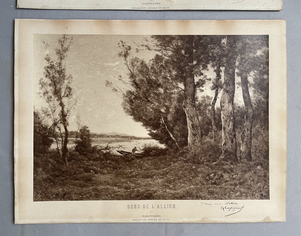 Henri Joseph Harpignies, Two Photographs Signed And Dedicated By The Artist-photo-1