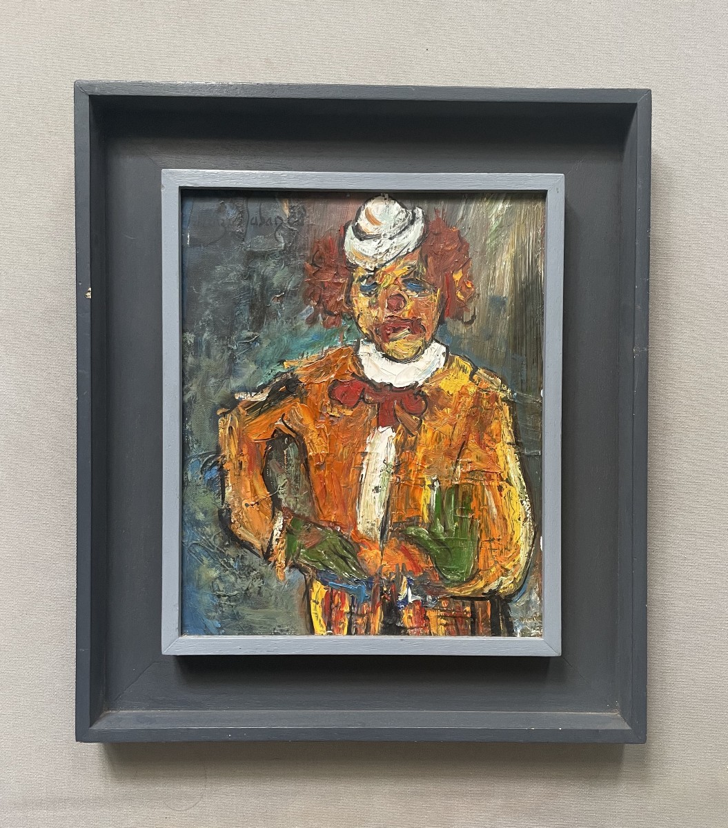 Jean-Louis LACAZE-LABAN, portrait de clown, huile sur toile