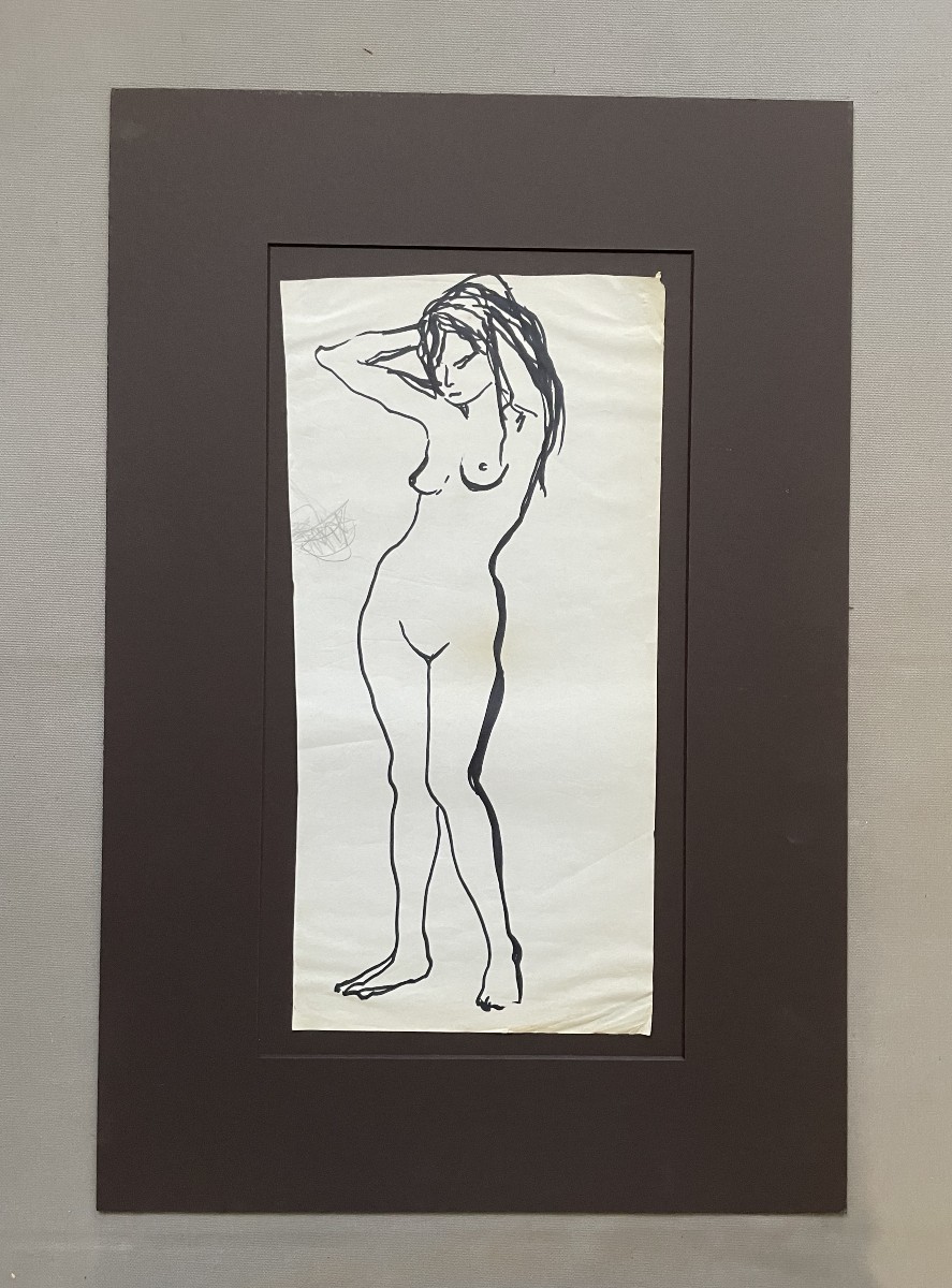 Female Nude, Felt-tip Pen Drawing