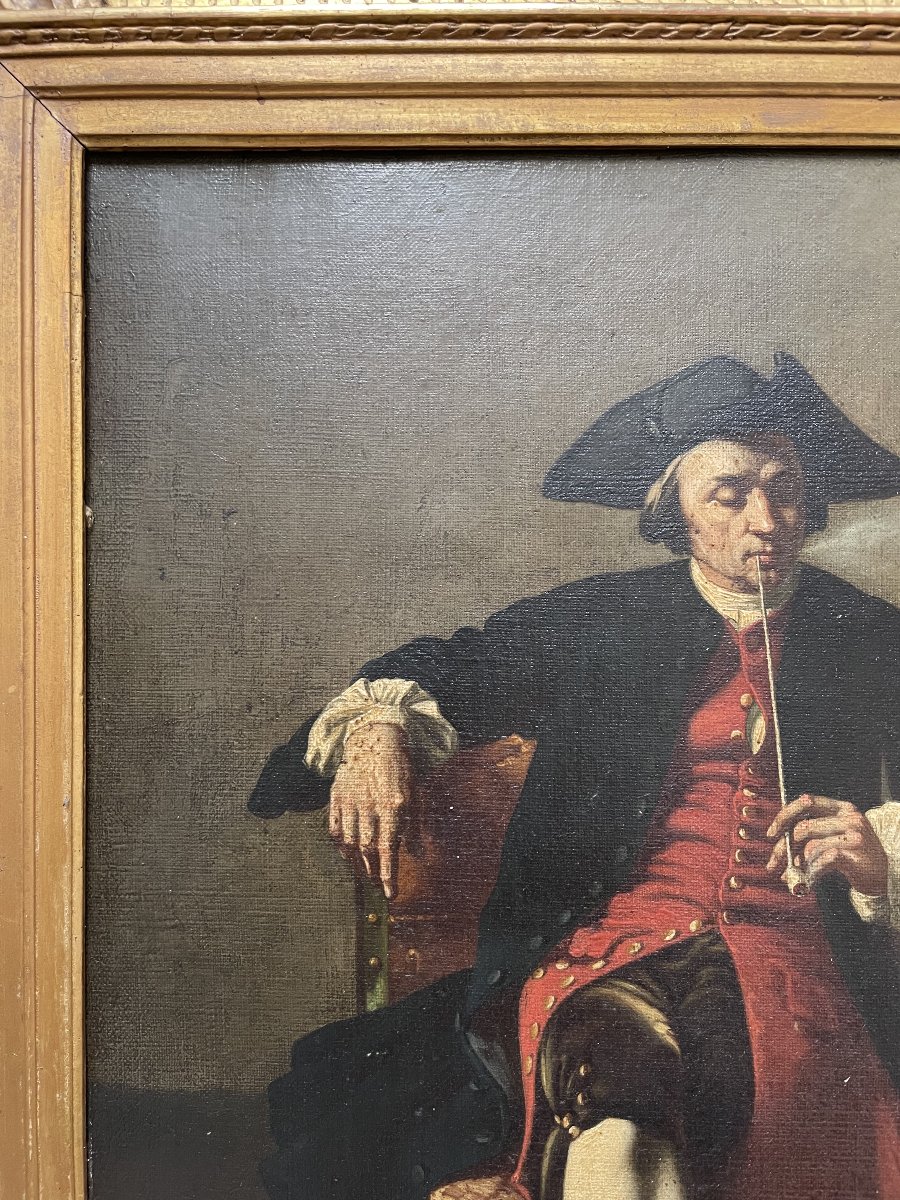 Portrait de fumeur, huile sur toile -photo-3