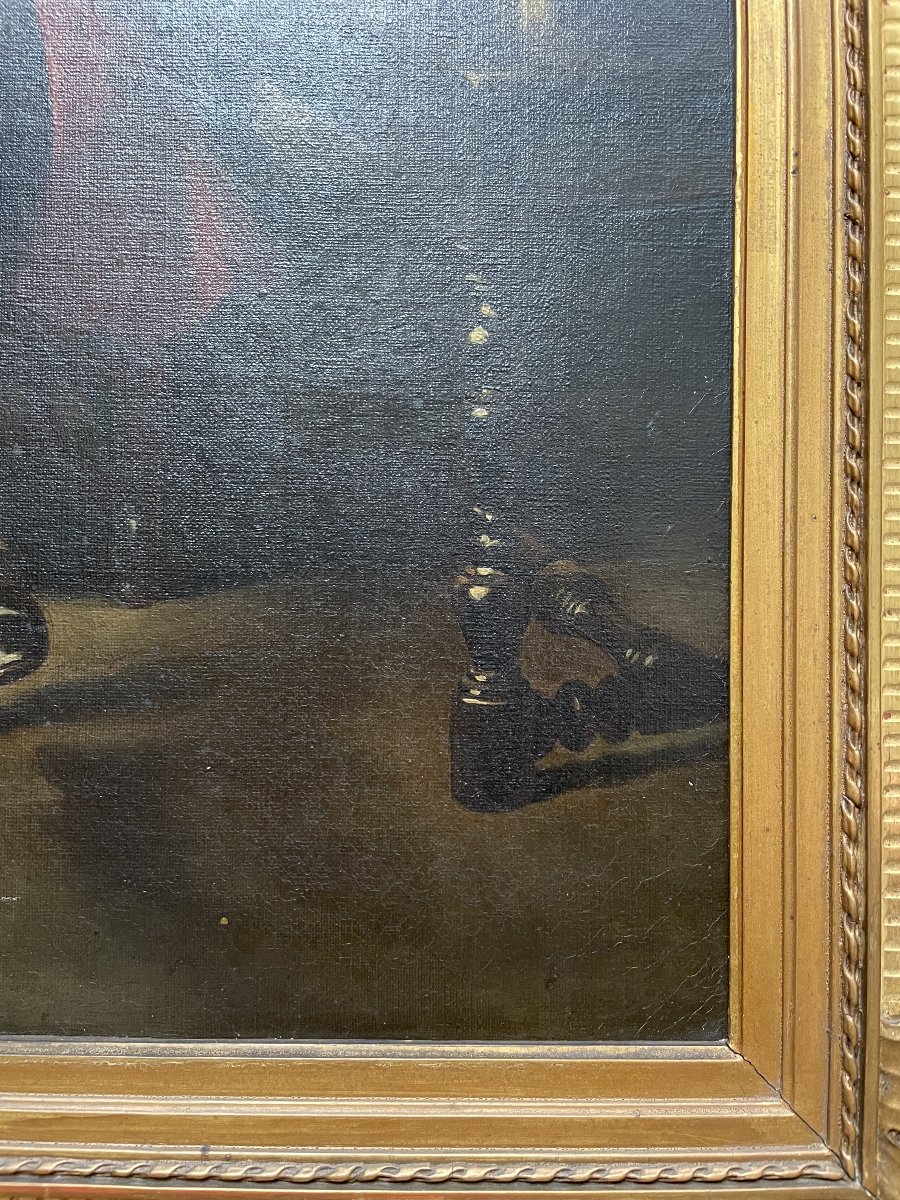Portrait de fumeur, huile sur toile -photo-1