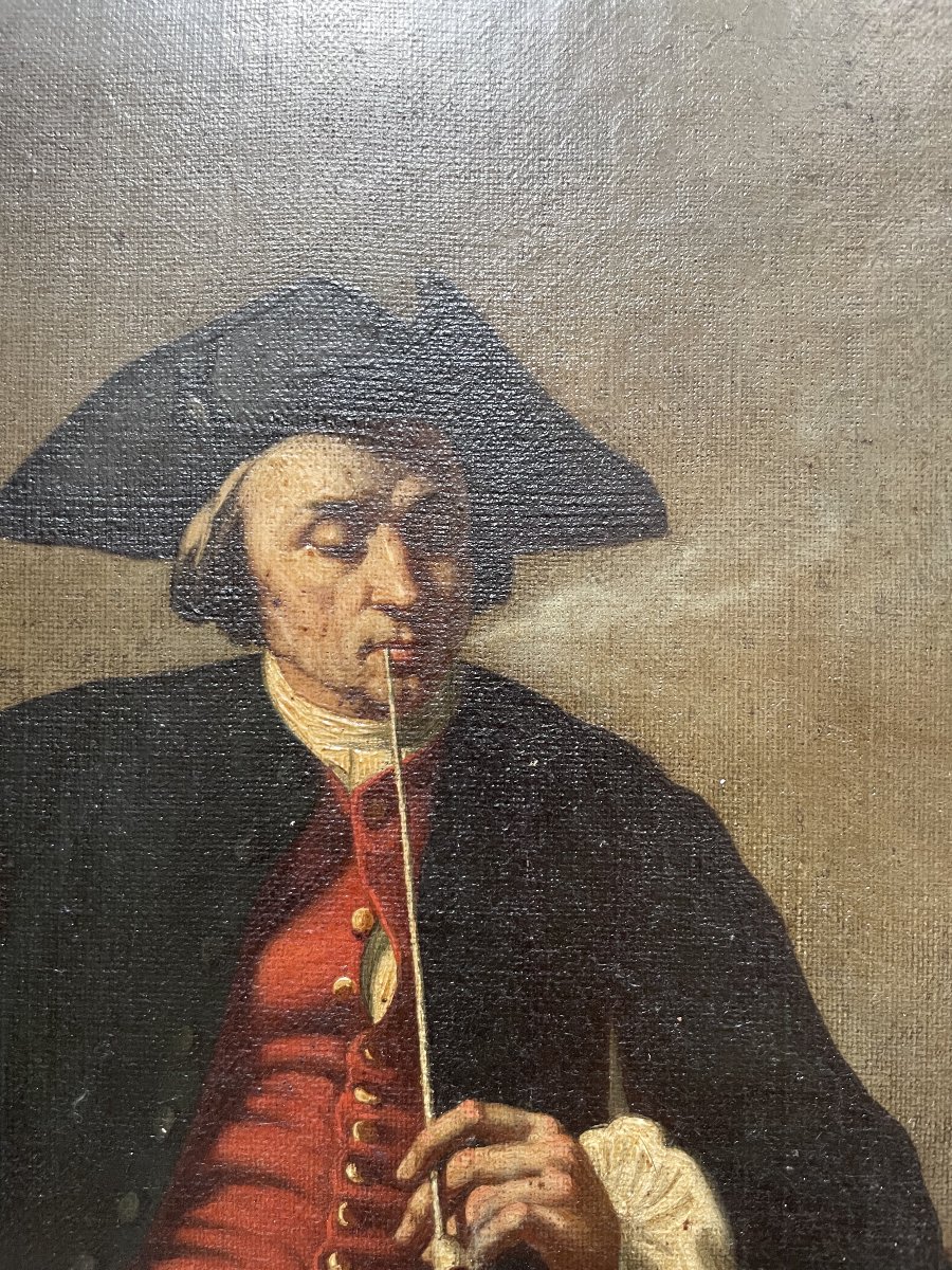 Portrait de fumeur, huile sur toile -photo-5