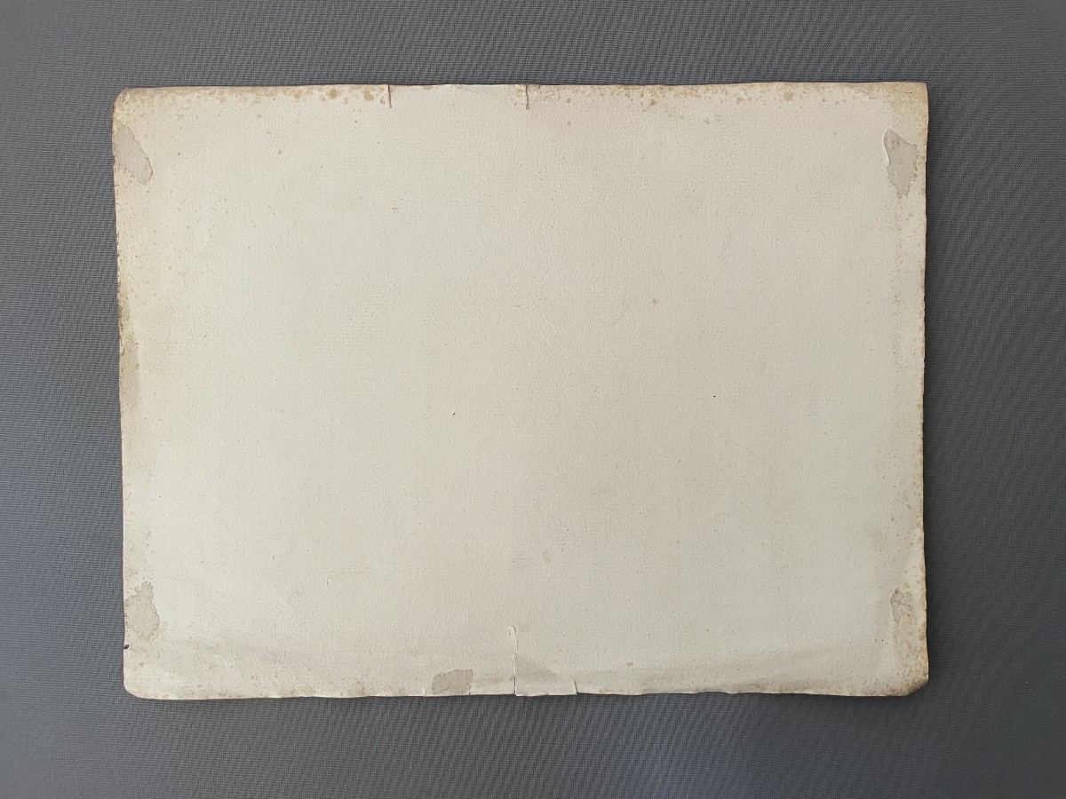 Wooded Landscape, Brown Ink Wash, Dated 1844-photo-1
