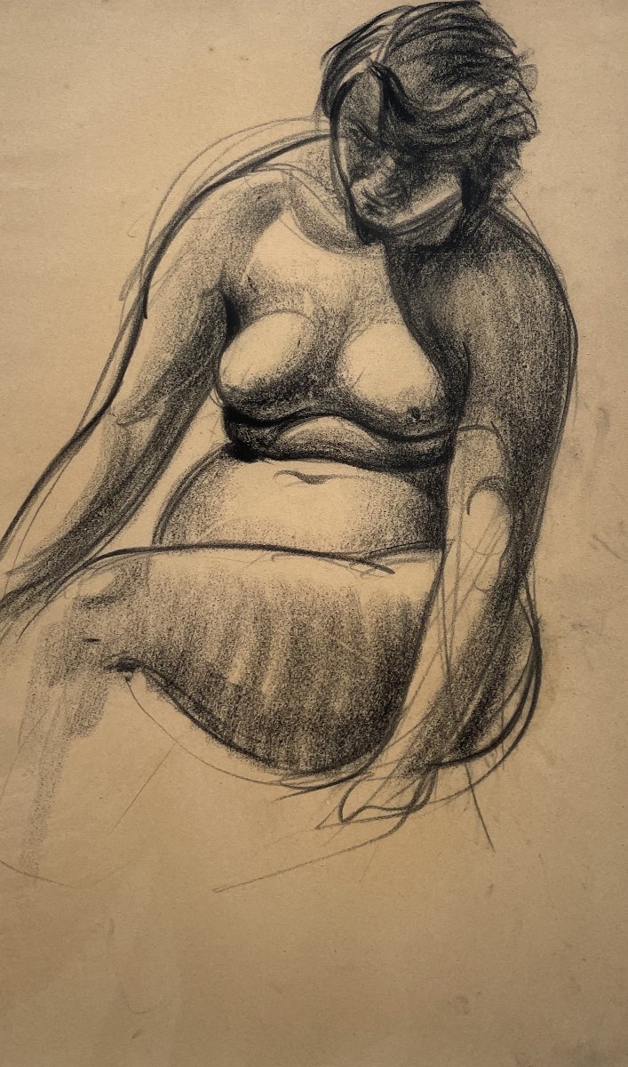 Female Nude, Chalk Drawing, Galerie Lambert Rouland-photo-2