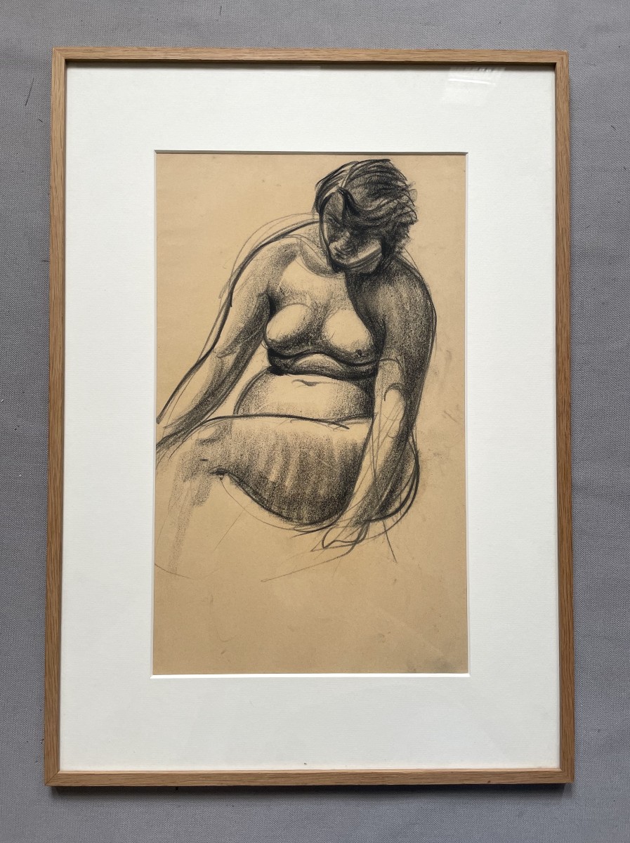Female Nude, Chalk Drawing, Galerie Lambert Rouland