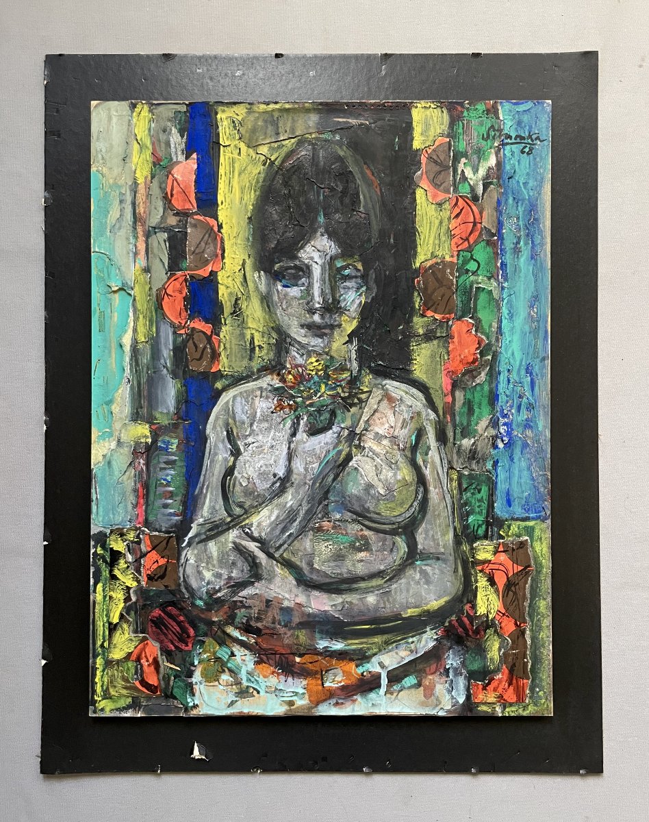 Georges Simonka, Portrait Of A Woman, Mixed Media-photo-2