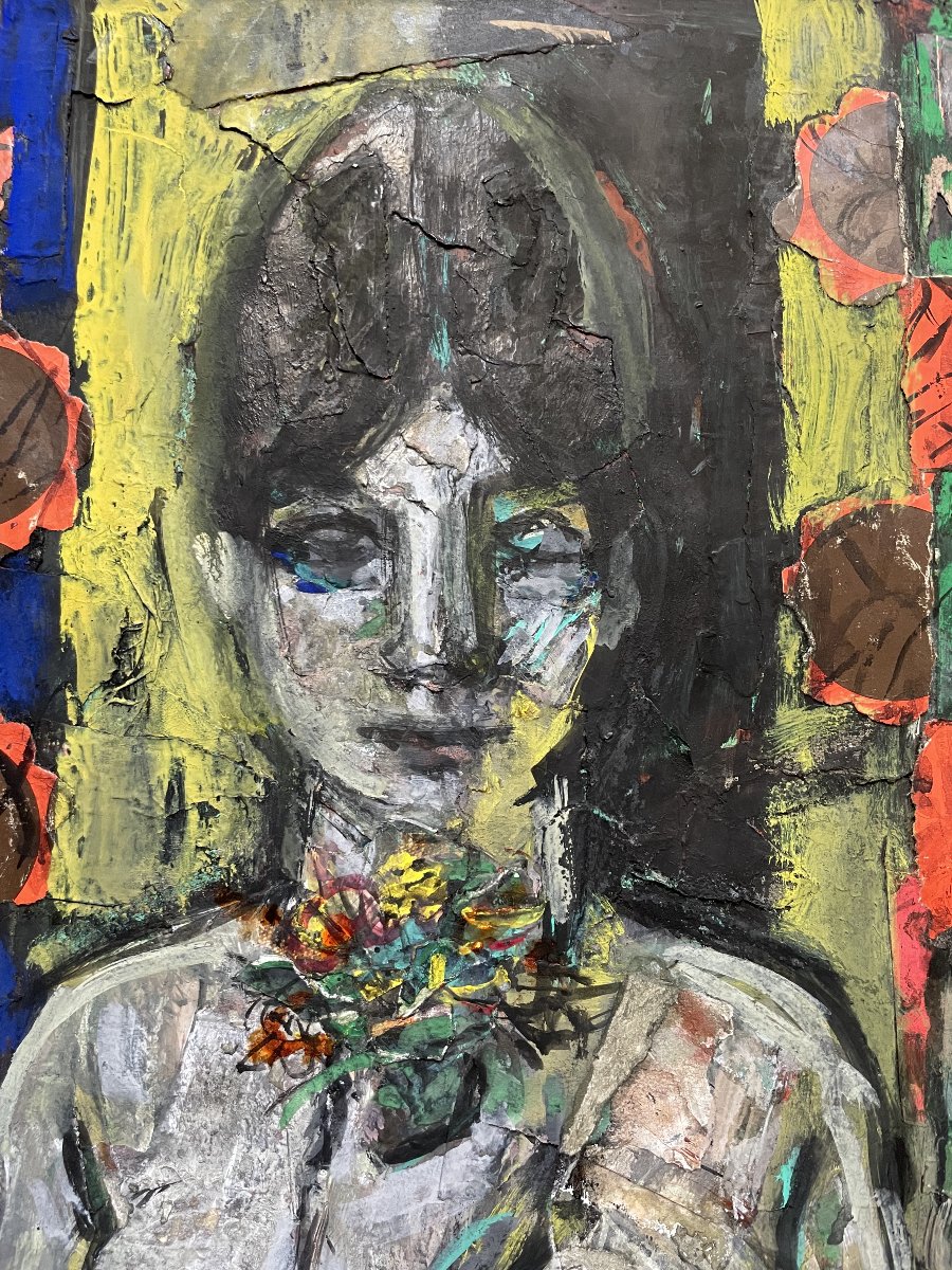 Georges Simonka, Portrait Of A Woman, Mixed Media-photo-4