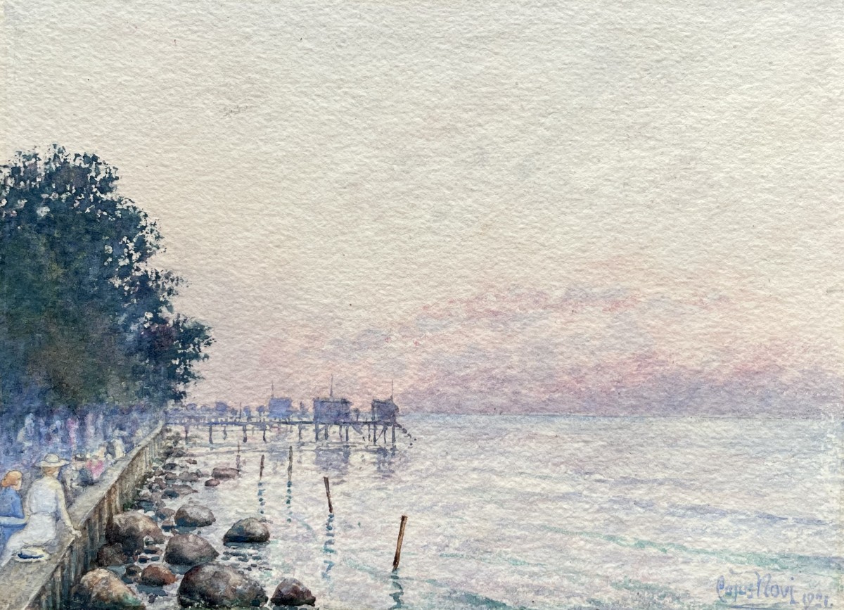Carrelets On The Gironde, Watercolor Signed And Dated 1921