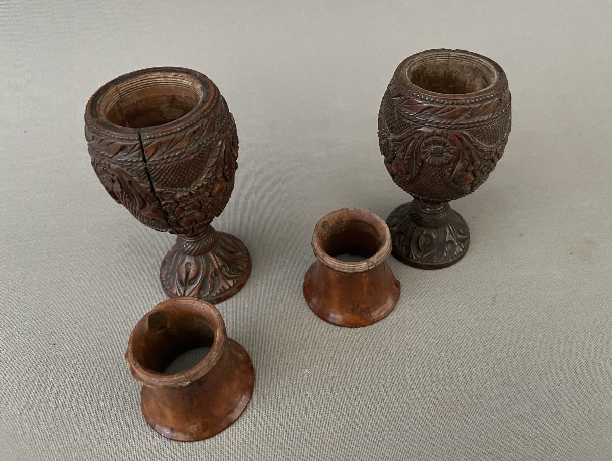 Pair Of Corozo Vases, Sailor Or Convict Work-photo-1