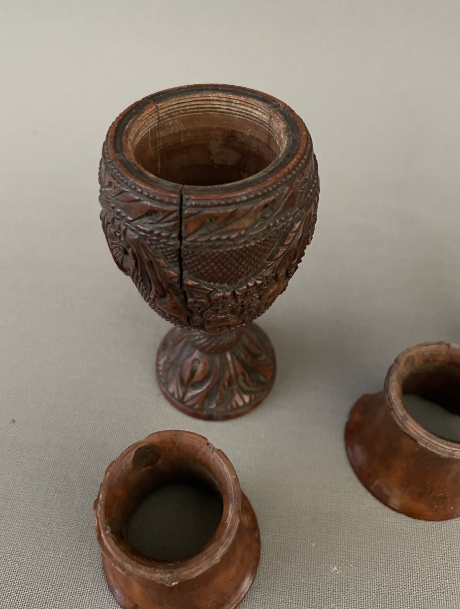 Pair Of Corozo Vases, Sailor Or Convict Work-photo-2